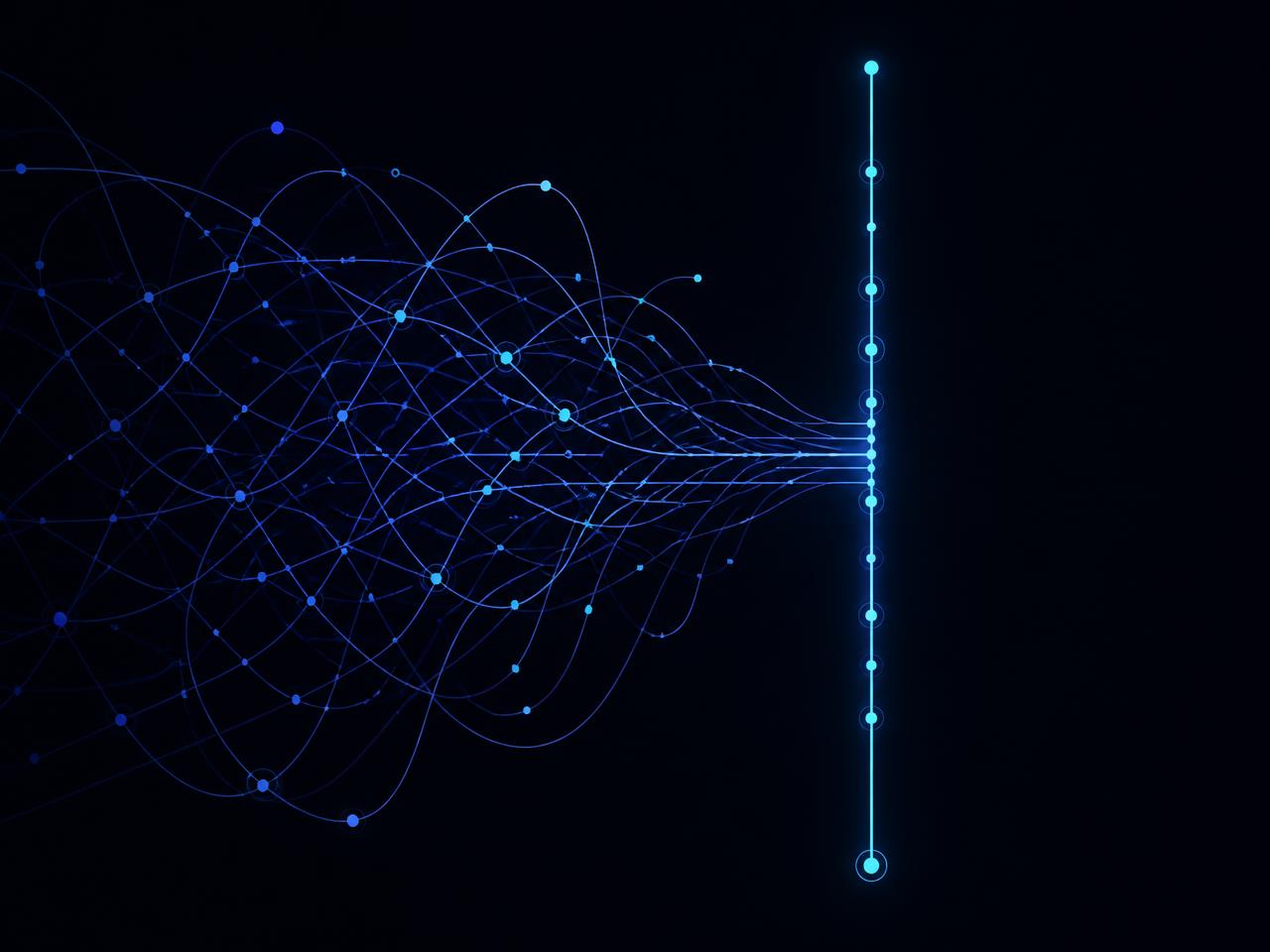 Tangled system connections resolving into a single clean spine